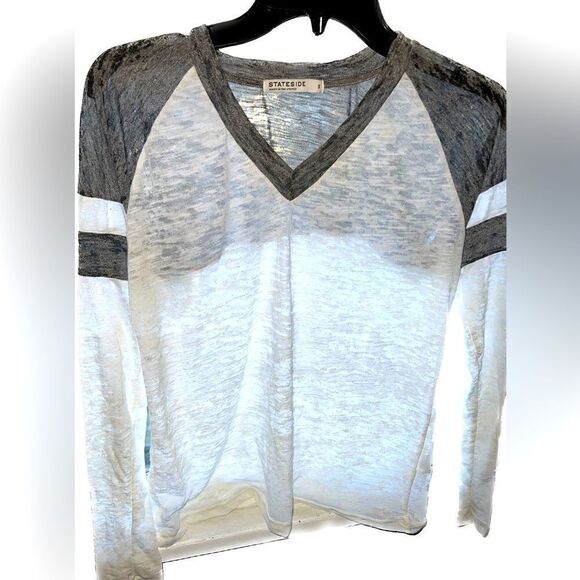 Stateside Tops - STATESIDE VELOUR/BURNOUT top, white and black, sporty and cute, hardly worn!